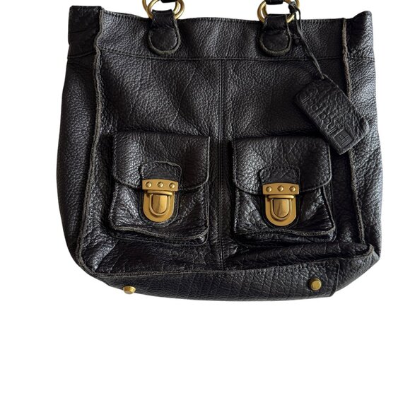 Linea Pelle Black Leather Shoulder Handbag Tote Soft Weighty Leather - Picture 10 of 16